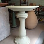 Pale green terracotta bird bath